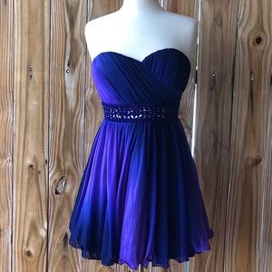 Sequin Hearts Strapless Purple Beaded Mini Dress
